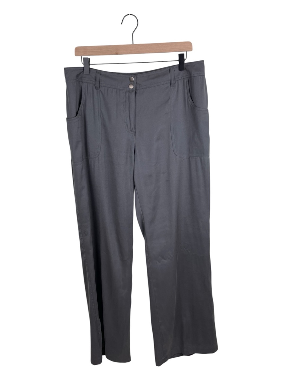 Chico's Grey Modal Wide Leg Casual Cargo Pants Size 2 US Large Minimalist Office